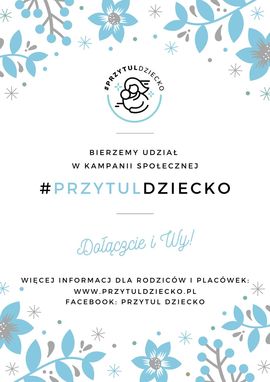Plakat przytul dziecko, przekierowuje na stronę http://przytuldziecko.pl/